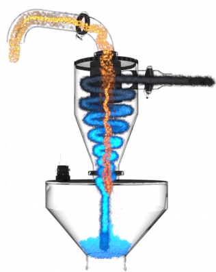 sistema ciclonico per l'aspirazione delle polveri